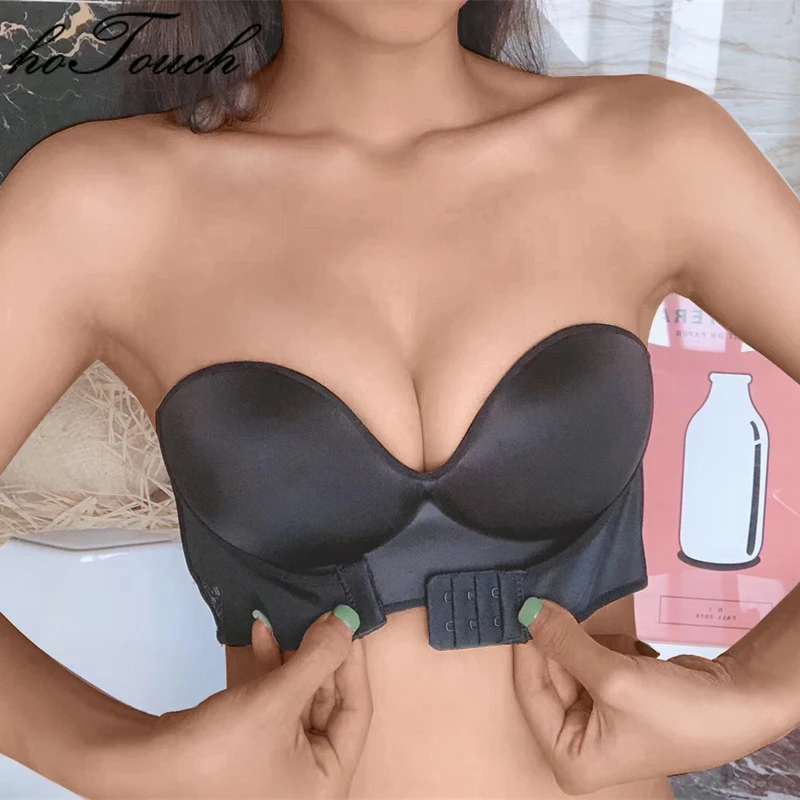

Women Invisible Bras Front Closure Sexy Push Up Bra Underwear Lingerie for Female Brassiere Strapless Seamless Bralette ABCD Cup