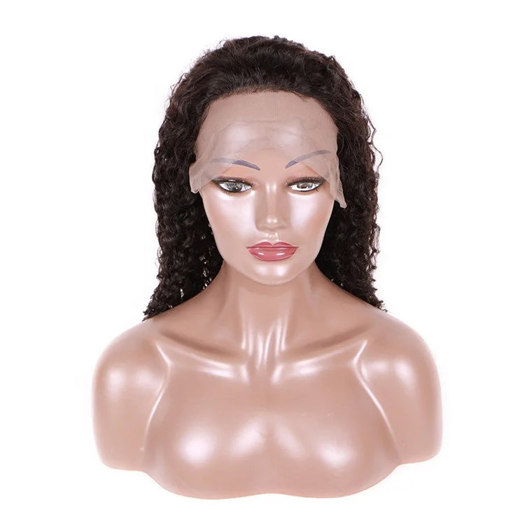 

Top Quality Factory Price Virgin Brazilian Hair Vendor Lace Front Kinky Curly Wig Human Hair, Natural black color of hair & light brown of lace
