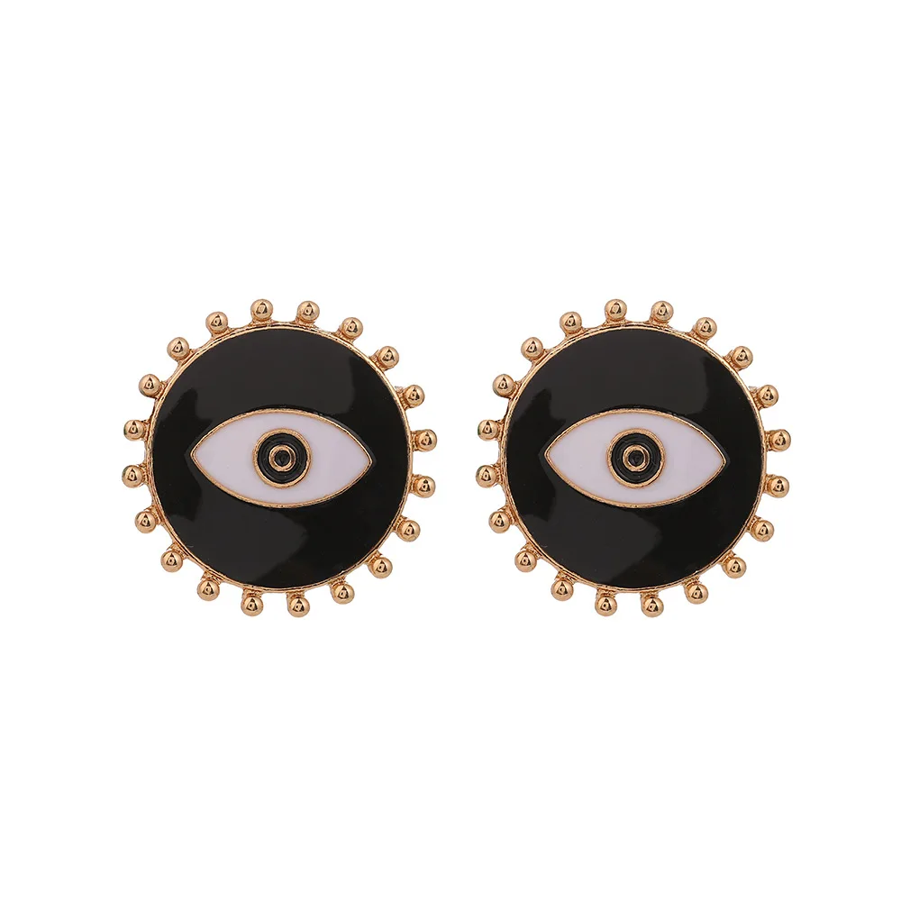 

2020 Popular Customized Round Circle Black Devil Eyes Stud Earrings, Picture shows/custom color