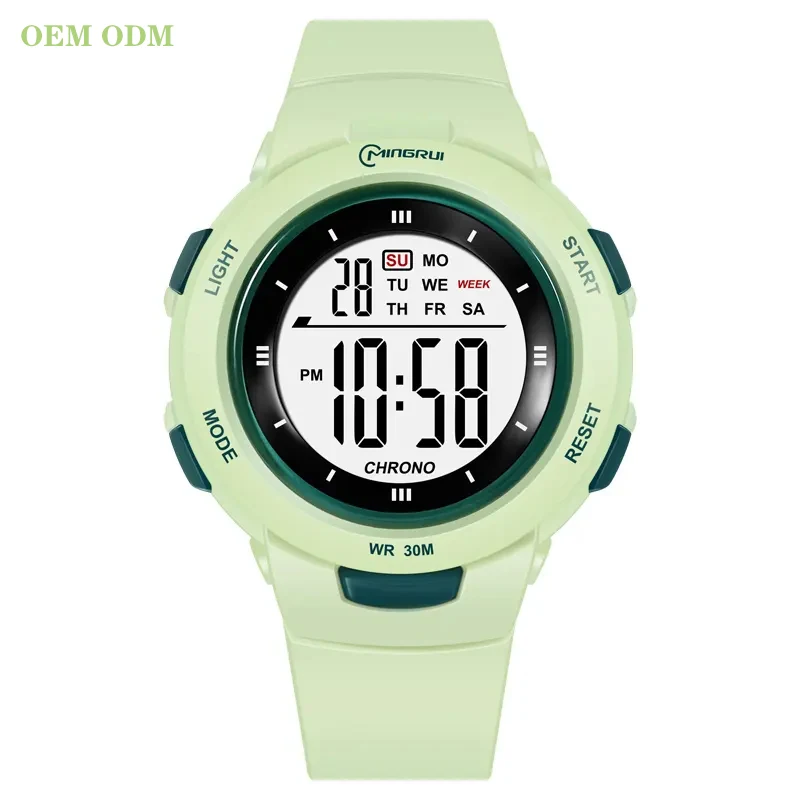 

Low price OEM custom kids watch PU dual time watch strap children girl boy gift digital watches chronograph