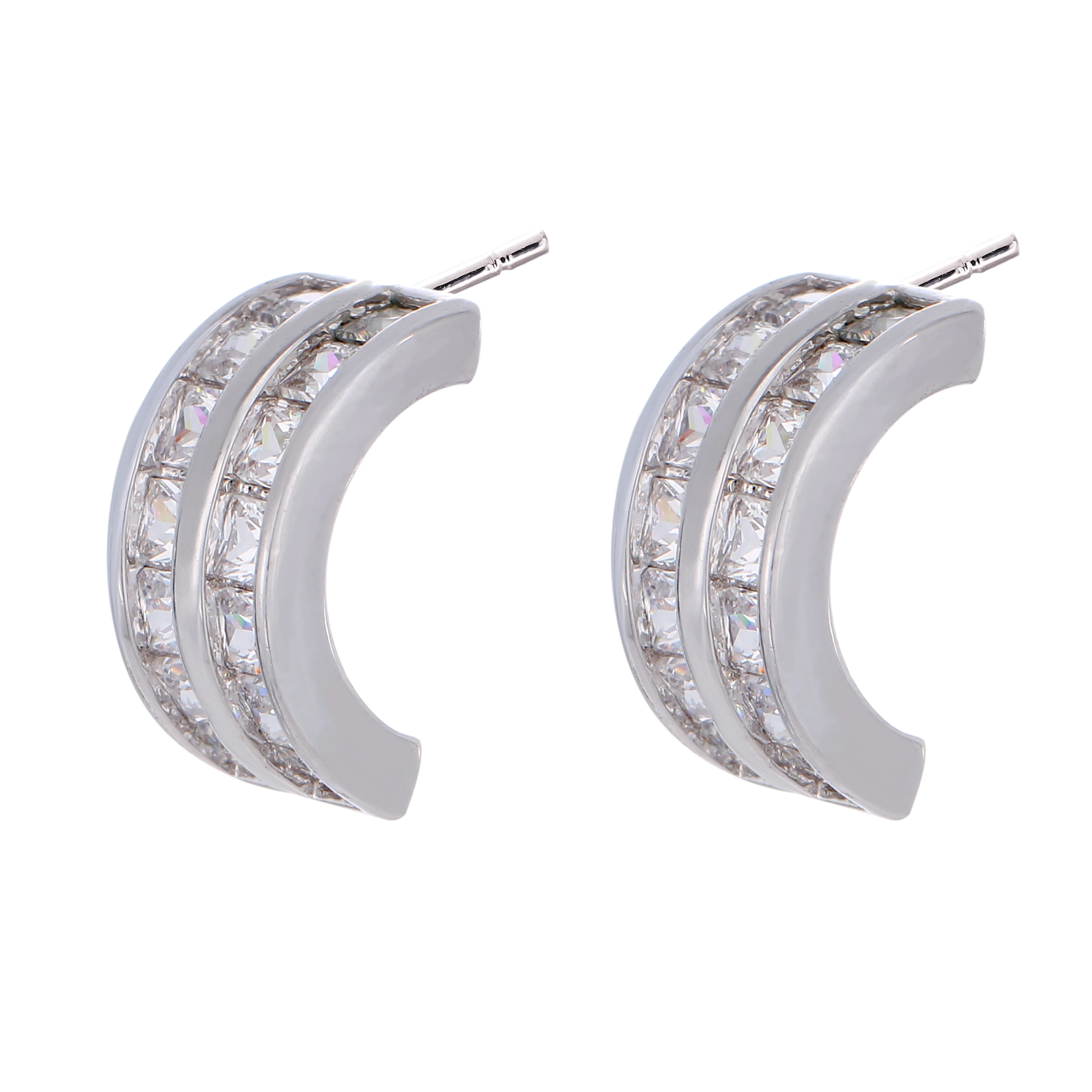 

Double CC Earring Earrings 2020 New Fashion Jewelry Half Hoop White Gold Earring, White gold color