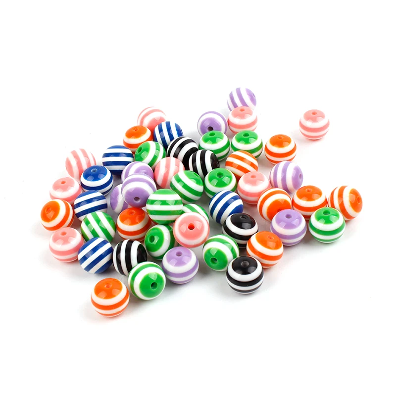 

100pcs Wholesale Resin Striped Round Ball Beads Chunky Bubblegum Beads for Jewelry Making