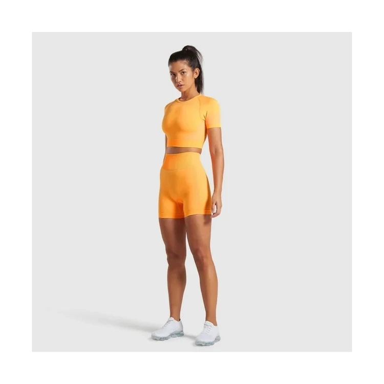 

Summer Sports Fitness Shorts Crop Top Deporte Pantalons Yoga Shorts Suit Set, Custom