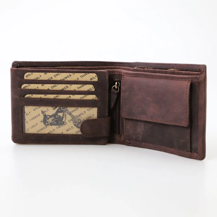 horizontal Men/'s leather wallet with /"Wild Things Only!!!/" design