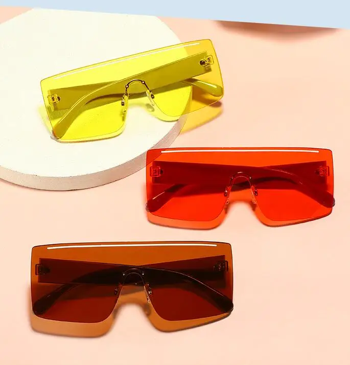 

WIIPU Oversized Square Sun glasses For Women Fashion 2020 Vintage Rimless Gradient Lens Female Sunglasses