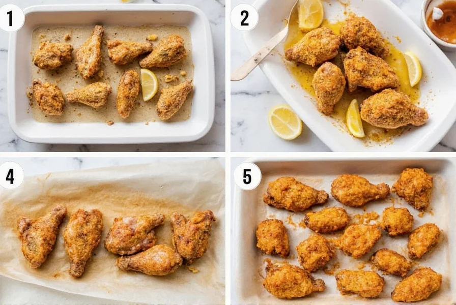 Step-by-step preparation of lemon pepper wings showing drying, seasoning, and baking process