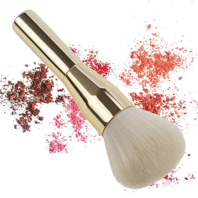 

New aluminum bright gold handle makeup brush large kabuki brush powder brush