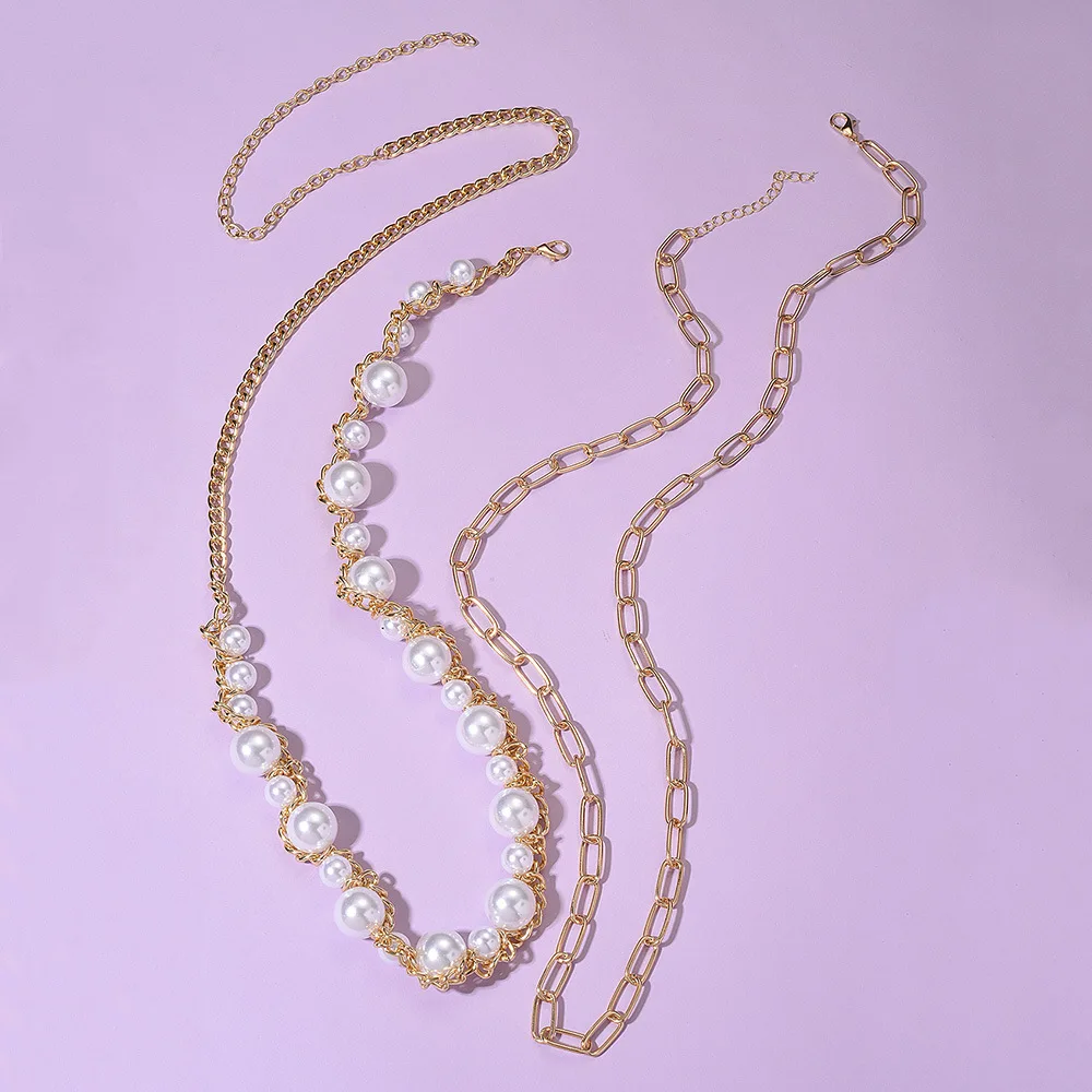 

Pearls Body Choker Chain Summer Cool Vacation Style Pearl Necklace Body Chain Fashion Double Alloy Waist Sexy Body Jewelry, Golden color