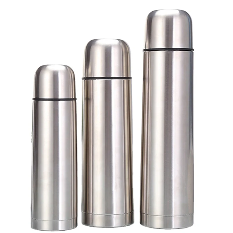 

Chinese style thermo bottle modern 1l large vacuum flask stainless steel new thermos bullet for camping, Silver