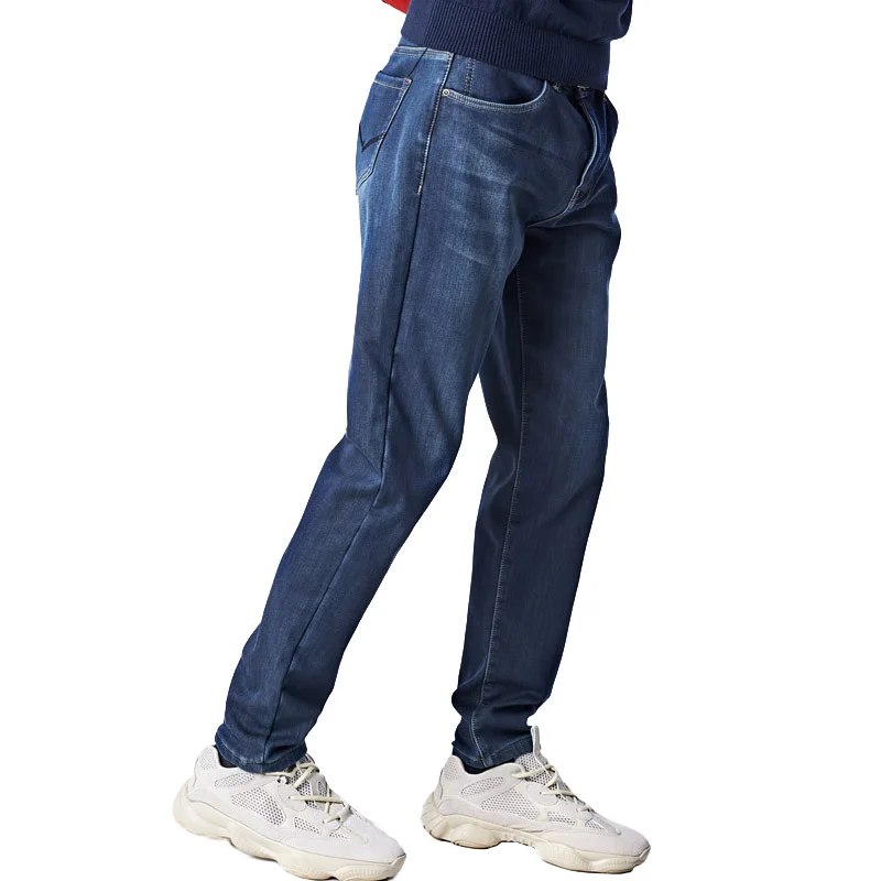 

Hot Sale Wholesale Men viscose Cotton Straight Classic Jeans Male dark Denim Pants New Design Men Casual Trousers jeans, Dark blue