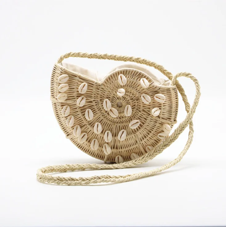 

Fashion hot Hand Made Summer Straw Round Beach Bag Raffia Straw Tote Bag with good quality