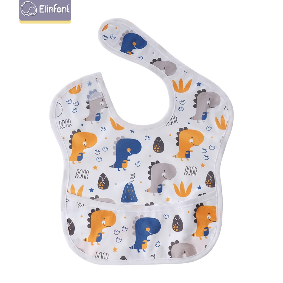 

Elinfant wholesale 100% Polyester bibs for baby fit 6-24months washable baby bib cartoon printed baby waterproof bib