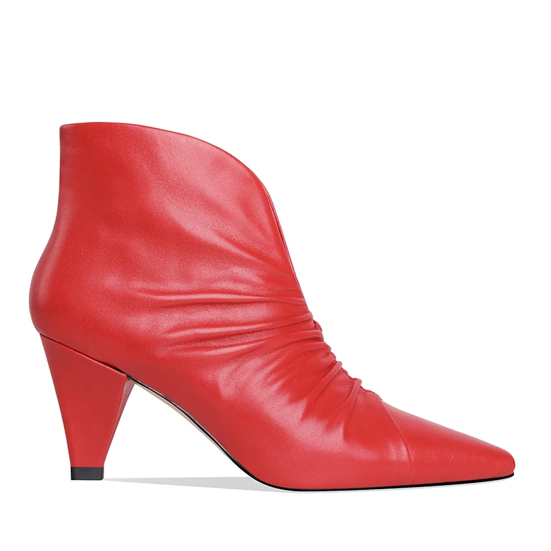red cone heel boots