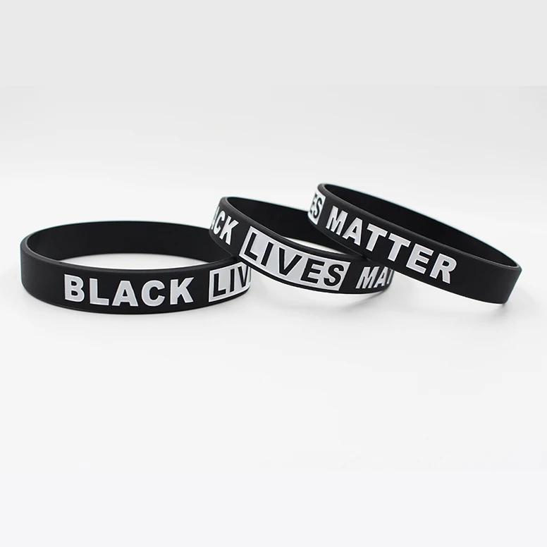 

Rts Products Custom Blm Gel Bracelets Event Debossed Social Elastic Distancing Wristband Black Lives Matter, Customized color, as cmyk color