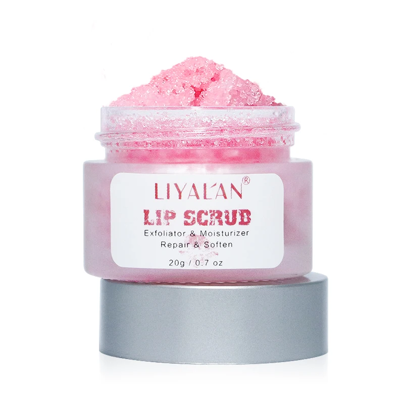 

custom lip scrub logo private labeling high quality pink vegan all natural fruity hydrating moisturizes lip care scrub