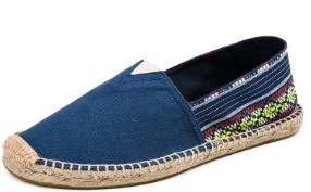 china factory wholesale cheap linen jute espadrilles shoes, slip on flat loafers fashion casual sneakers canvas women men shoes