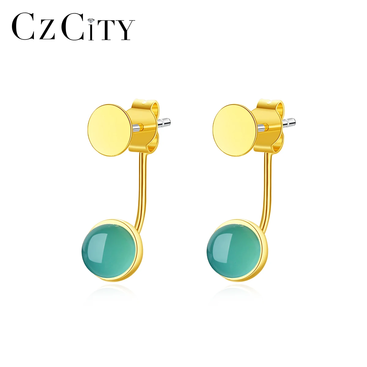 

CZCITY Elegant Crystal Earrings Jewelry 925 Sterling Silver 18K Gold Plated Hoop Stud Earrings for Women Drop Earrings
