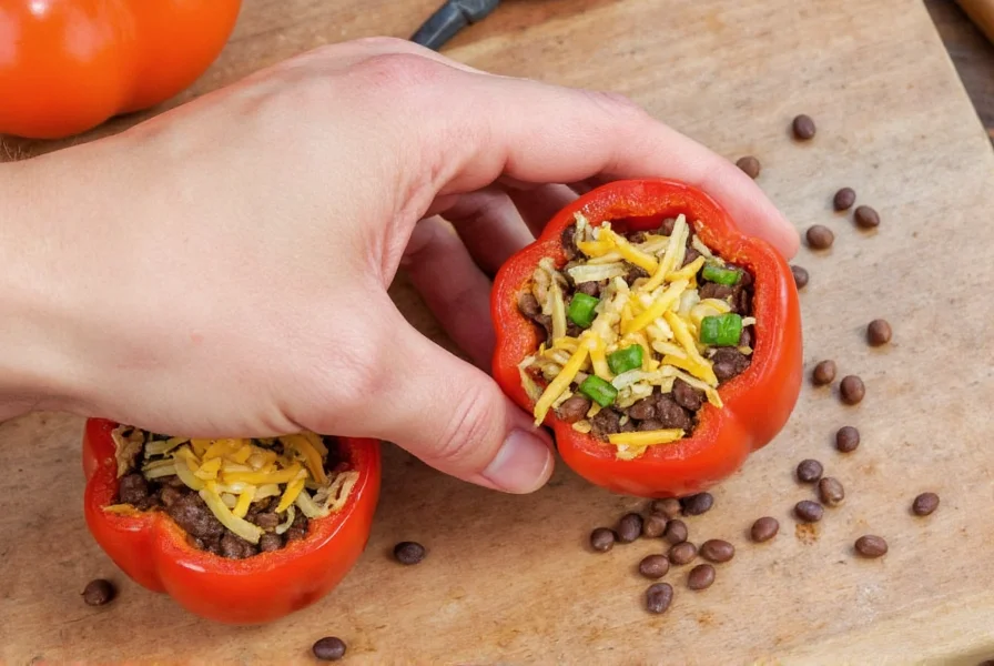 Stuffed black bean peppers in a bowl