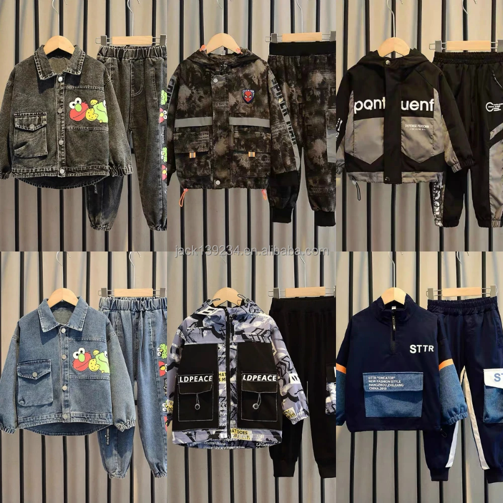 

2022 Factory wholesale new boy winter children's wear ribbed sport children suit