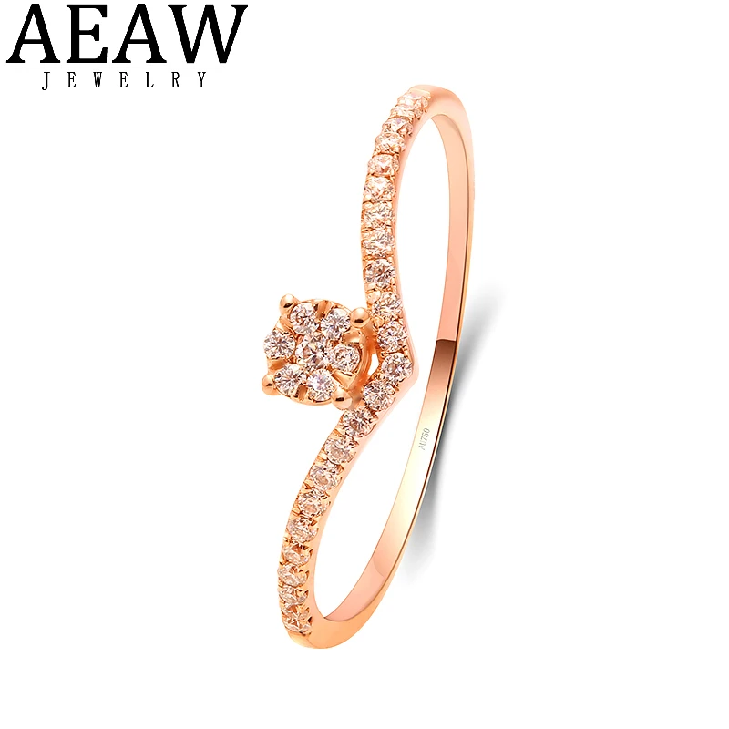 

Fine Solid 14k Rose Gold 0.18Ctw Round Moissanite Rings For Women Wedding Engagement Top Quality D Color