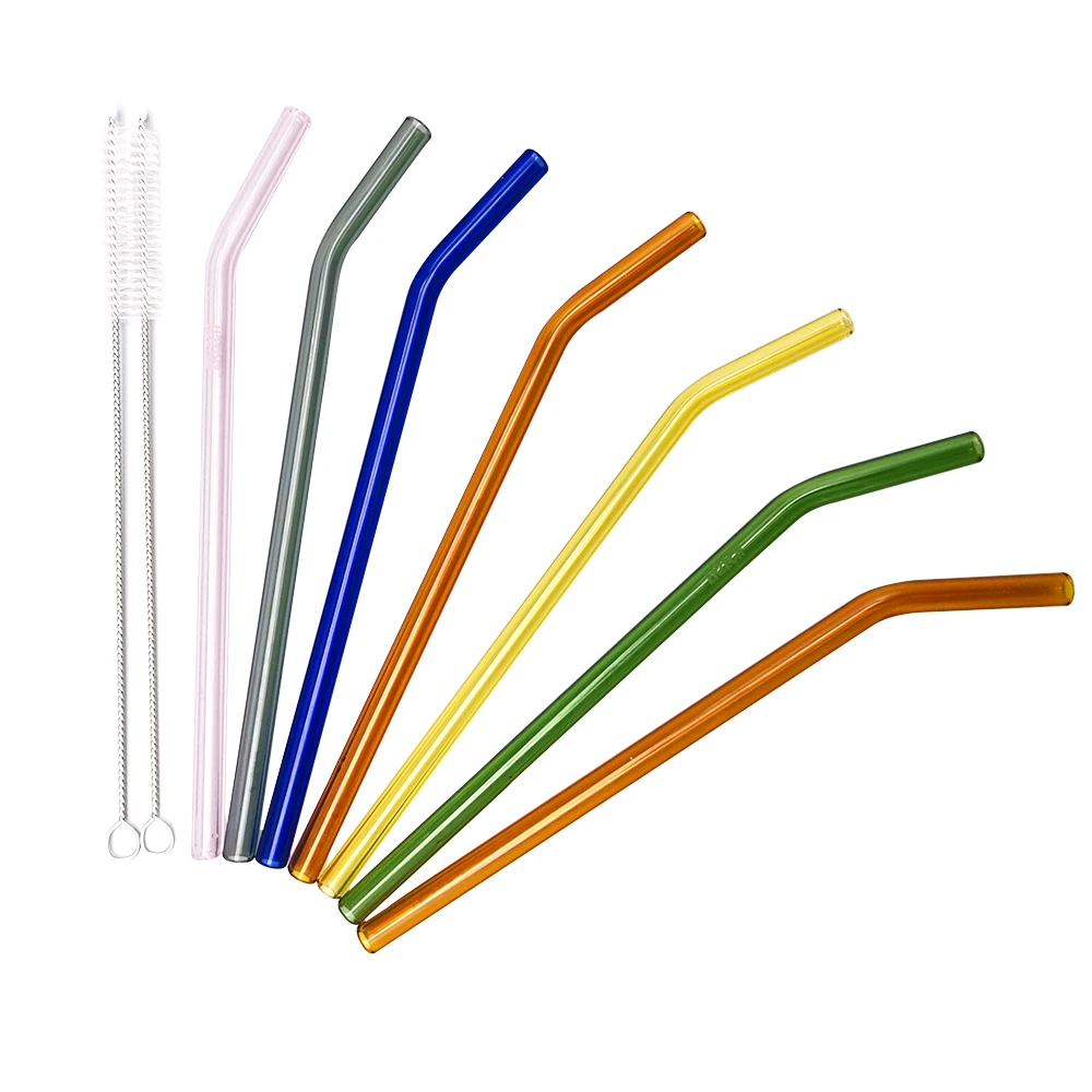 

2020 new product popular borosilicate glass straw and glass drinking straw set with custom logo, Transparent