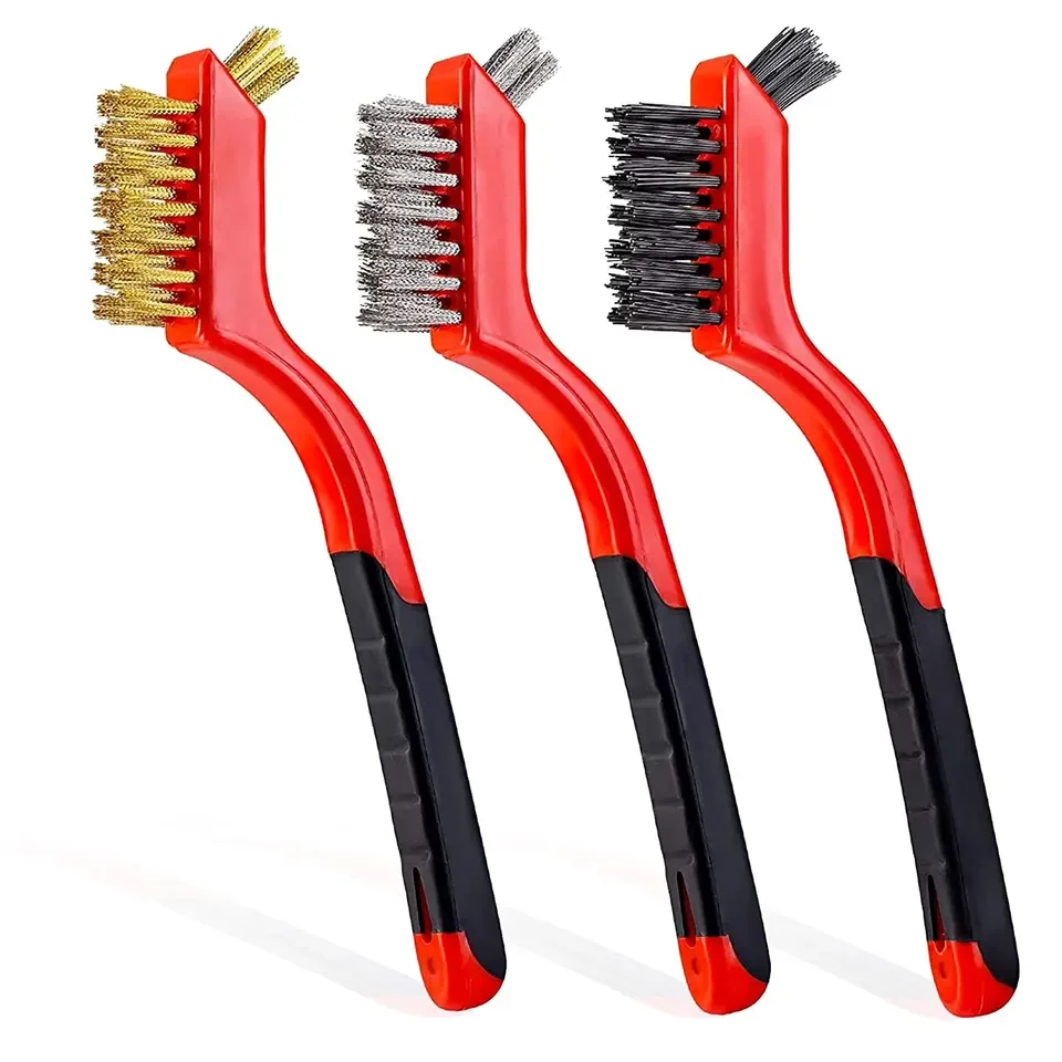 

Wire Brush Set 3pcs - Nylon/brass/stainless Steel Bristles With Curved Handle Grip For Rust stove brush