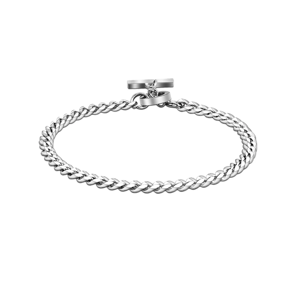 

Fashion Unisex Stainless Steel Twisted Cable Link Chain Bracelet with Tail Chain