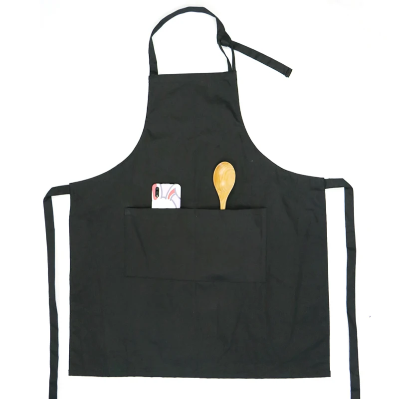 

2020 wholesale custom low price promotional simple black cotton kitchen apron