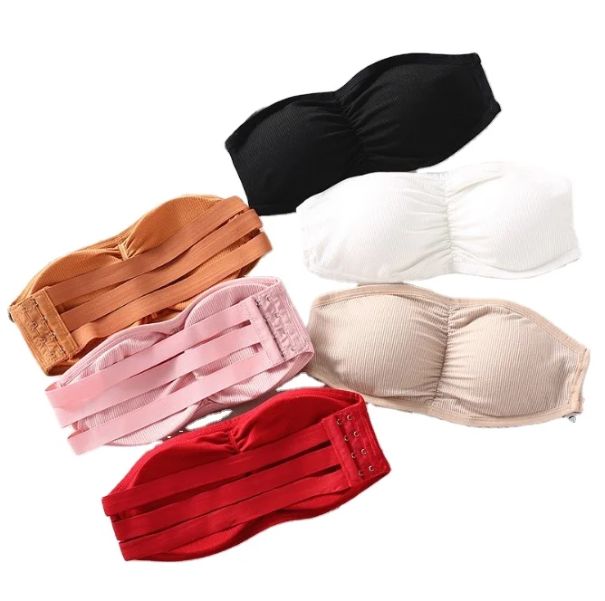 

Hot Sale Sports Bra 2020 Bandeau Crop Tube Top Bra Strapless Wireless Padded Bra for Women, White/pink/red/black/orange/khaki