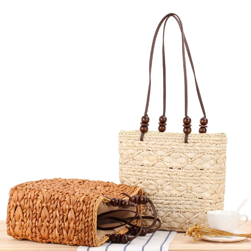 

Handmade New Natural Rattan Straw Bag Beach Ladies Shoulder Bag, 2 colors