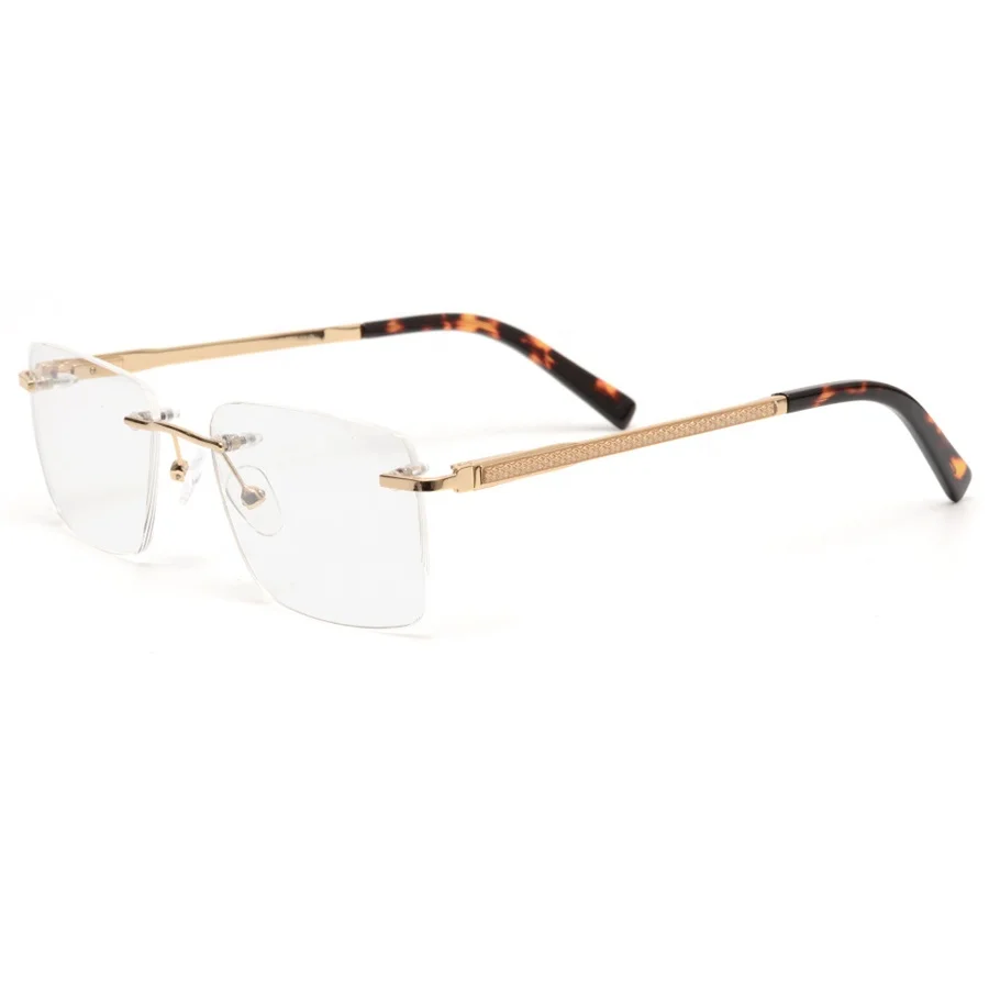 

3003 Eyewear manufacturer metal temples rimless eyeglasses, 4 colors