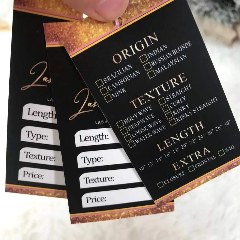 

Custom hair extension hang tag clothing tags