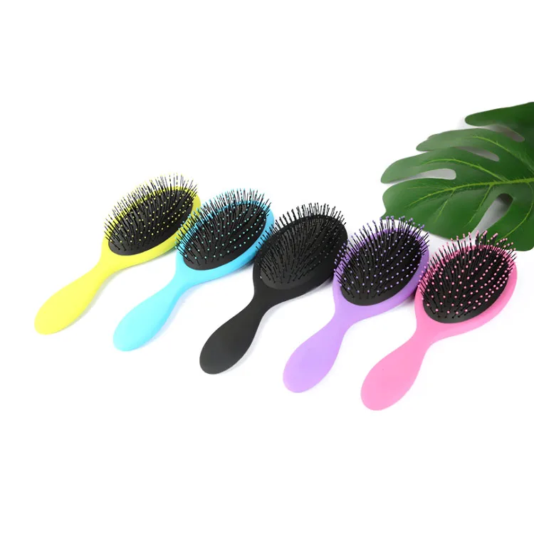 

2021 Hot Sale Rubber Handle Plastic Professional Customized Pattern Detangling Wet Hair Brush