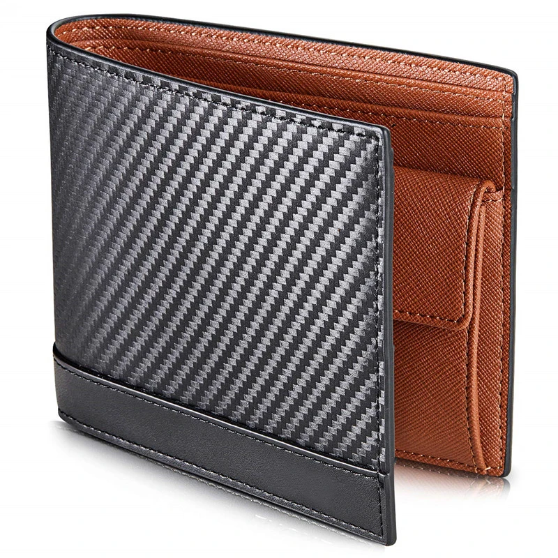 

Amazon hot sale coin wallet men wallet leather card holder and coin pocket ultra thin rfid real carbon fiber card wallet, Various colors available