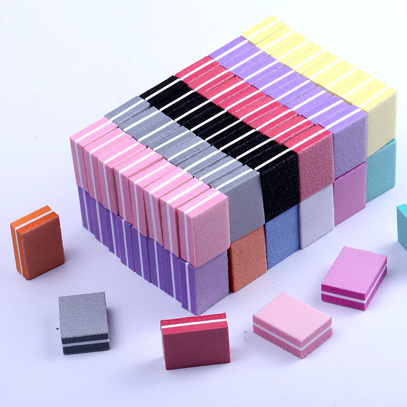 

Double-sided Mini Nail File Blocks Colorful Sponge Nail Polish Sanding Buffer Strips Polishing Nail Tools