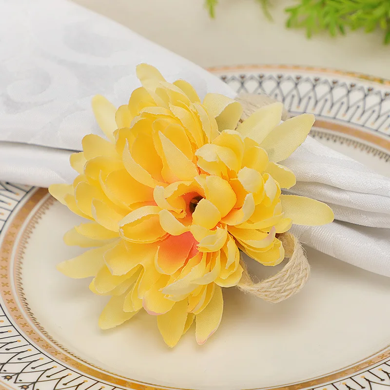 

Handmade Napkin Rings Linen Flower Napkin Holder Rings for Wedding Valentine's Banquet Christmas Thanksgiving Picnic HWF56