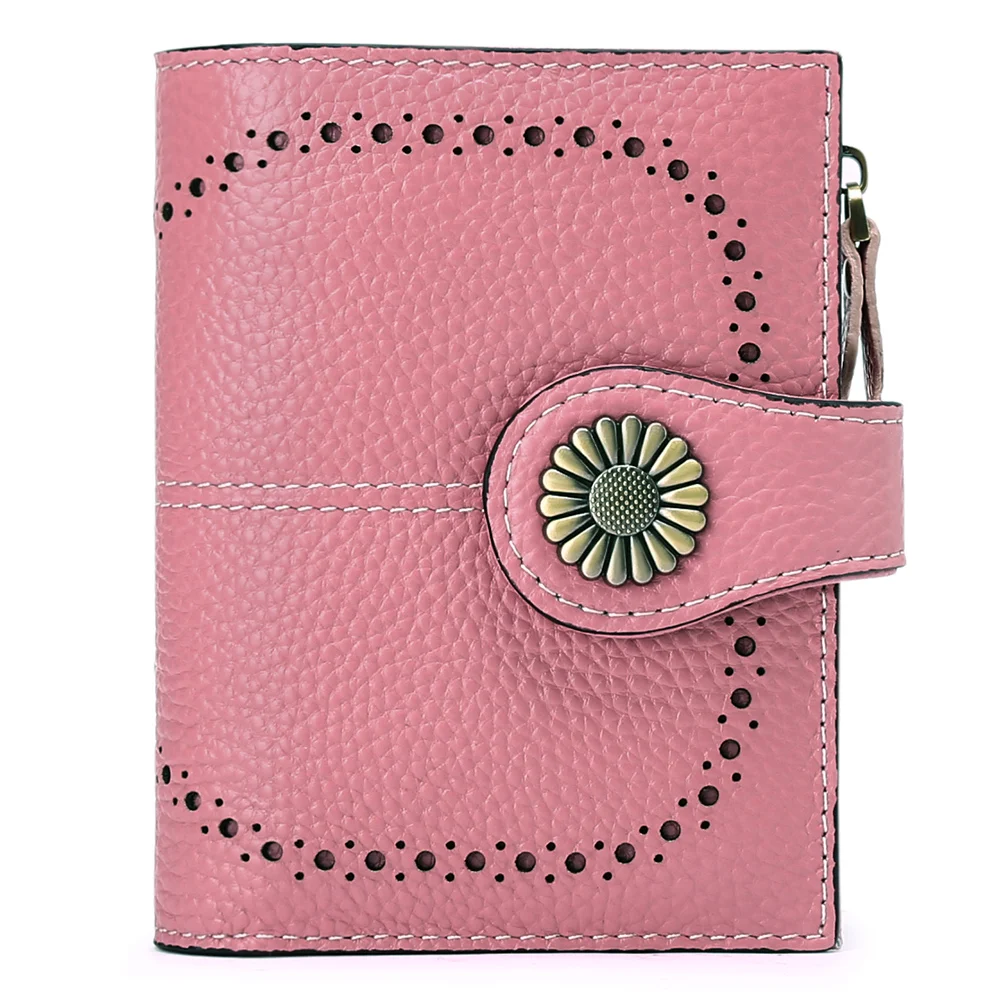 

Womens Leather Wallet RFID Blocking Small Bifold Compact Credit Card Case Purse for Women with ID Window Zipper Pocket