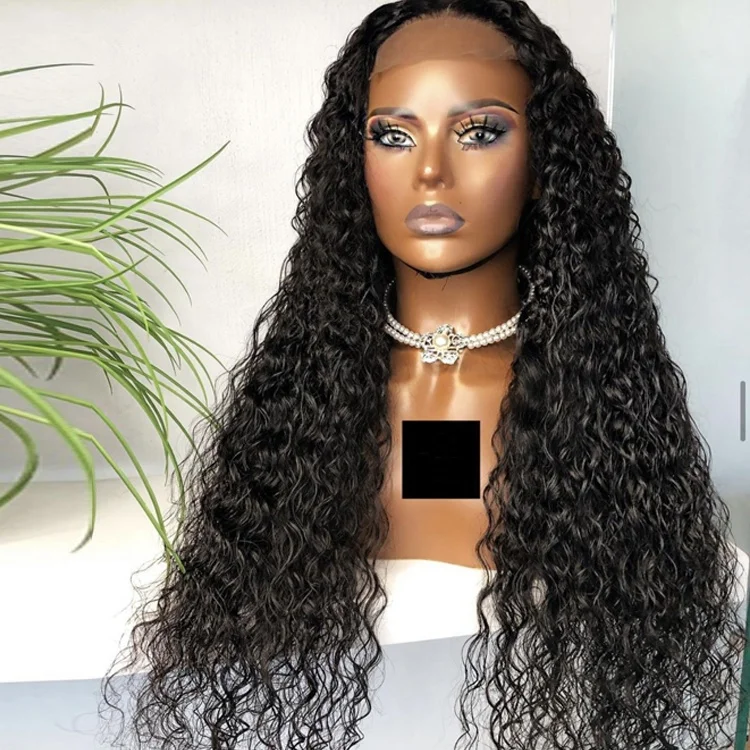 

Deep curly Natural Black Human Hair Wigs 4x4 Lace closure Wig for Black Women, 1b