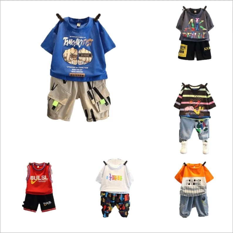 

Summer outdoor leisure high quality cotton children's wear sets of two pieces, Picture shows
