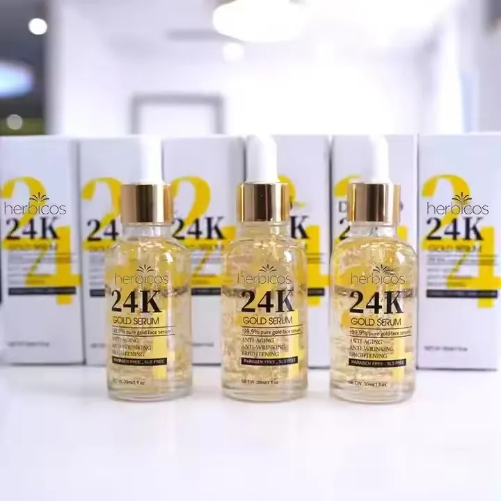 Private Label 24K Gold Hyaluronic Essential Facial Serum Collagen Hydra Korean 24K Gold Face Serum