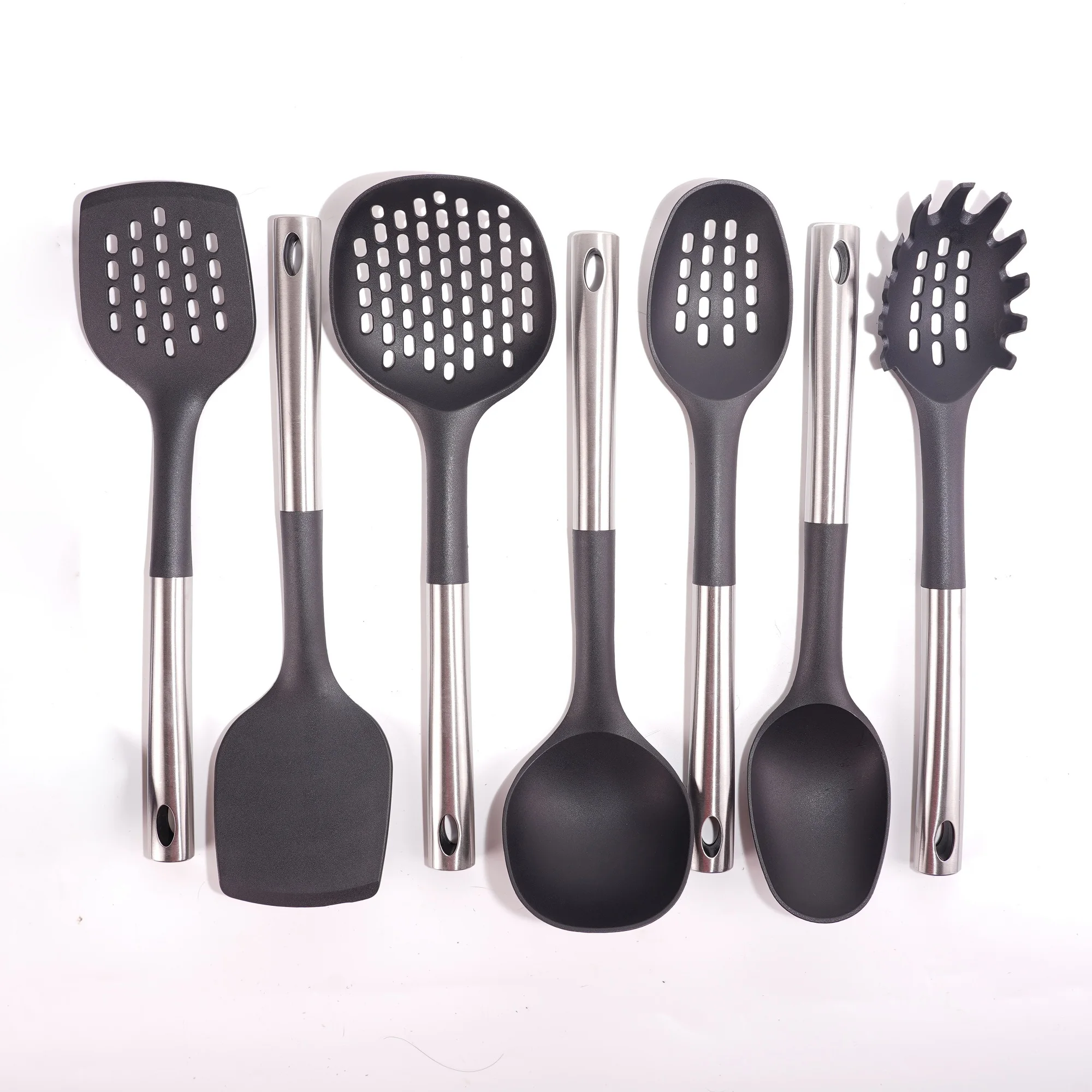 
Wholesale home restaurant nylon stainless steel cooking tool set kitchen utensils 
