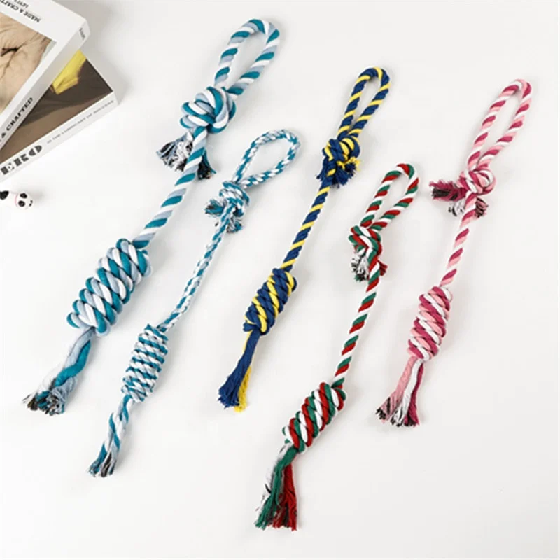 

Durable Puppies Pet Cotton Toys For Small Medium Dogs Colorful Knot Rope Dog Chew Toy