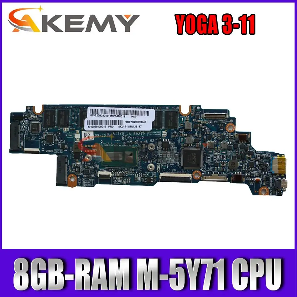 

Akemy AIZY0 LA-B921P Laptop Motherboard For YOGA 3-11 Original Mainboard 8GB-RAM M-5Y71 CPU