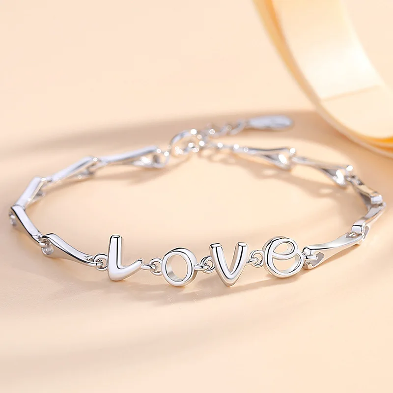 

Love Letter Charm Real S925 Bracelet For Women Fashion Jewelry