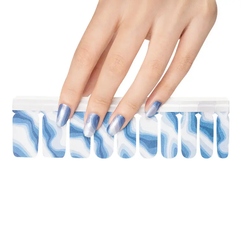 

Real Nail Polish Wrap Sticker Future Trendy Glitter Full Cover Art for Women Designer Blue Strong Glue 2d 3d Easy to Apply