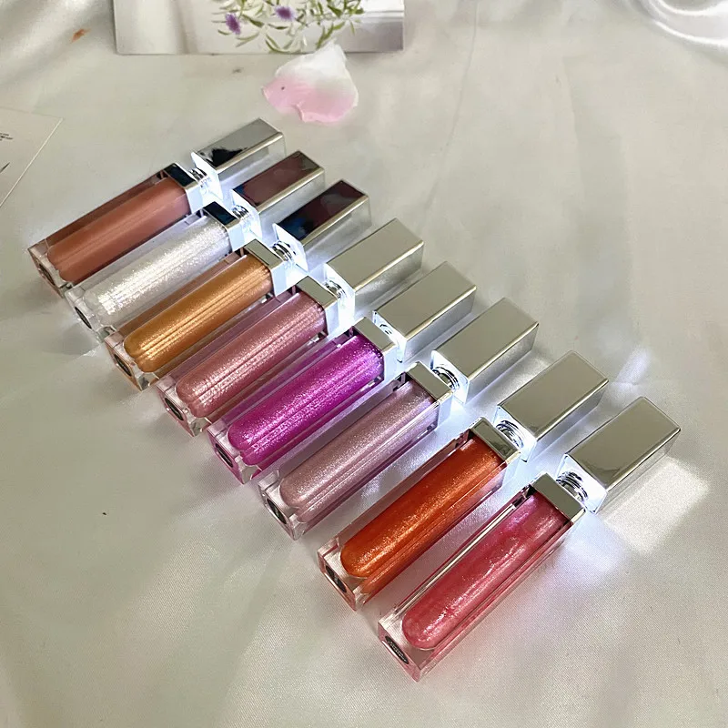 

Wholesale Lipgloss Vendor Silver Ied Light With Mirror Lipgloss Tube Custom Private Label Nude Glossy Clear Lipgloss