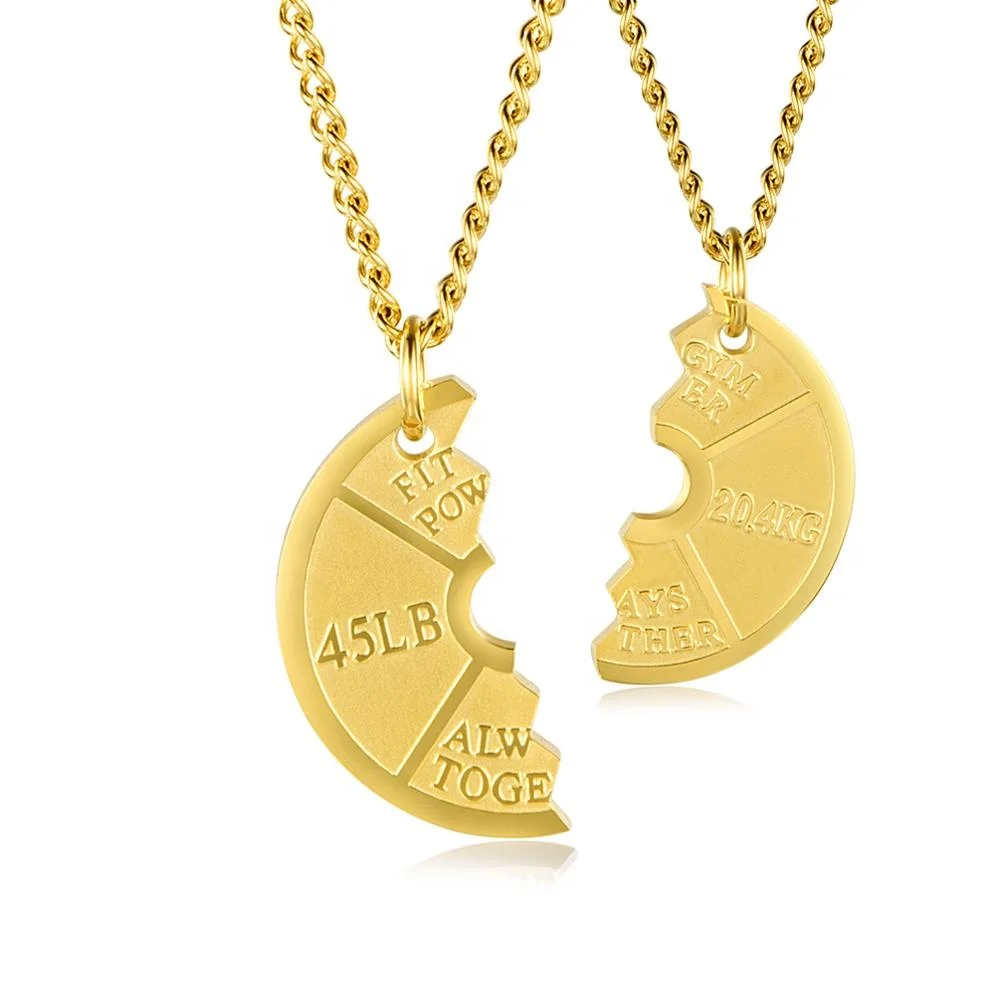 

European And American Fitness Barbell Film Pendant Sports Equipment Couple Necklace Weight Gold Plate Fitness Pendant