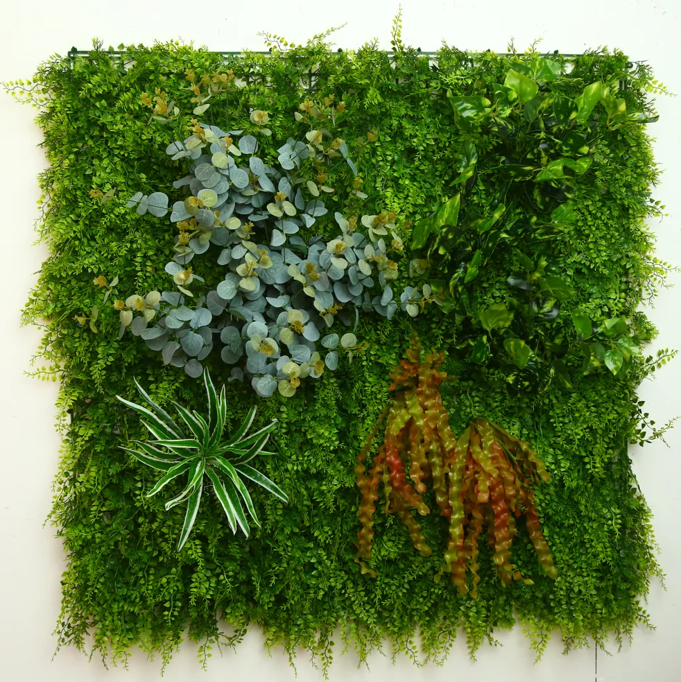 

Home Decoration and Vertical Garden Plastic Planters Custom Green Wall Hanging Indoor Artificial Plant Wall Decoration