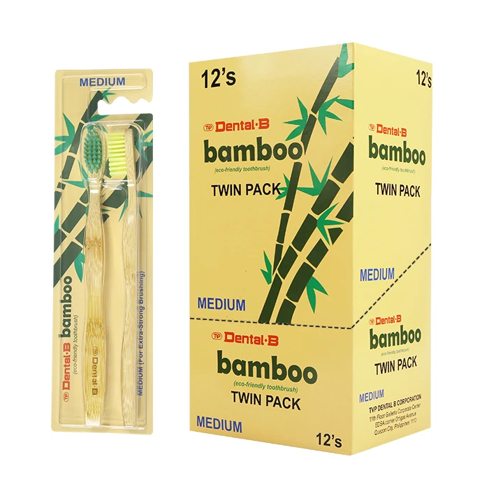 

Toothbrush with Logo Eco Friendly Reusable Biodegradable Organic Bamboo Dental B 2 Pack 100% Natural Adult Disposable Medium