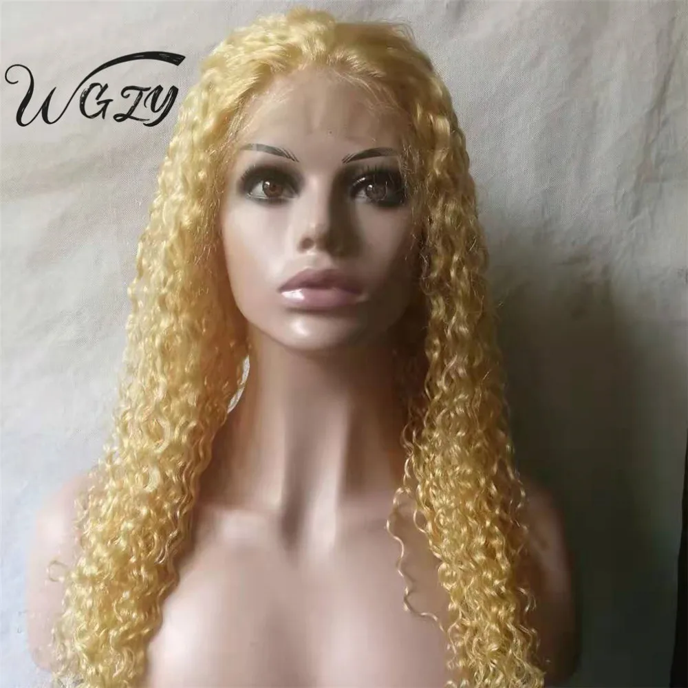 

Hot sale Brazilian human hair 613 lace front wig 613 curly hair water wave lace frontal wig